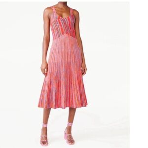 Scoop Micro Stripe Muti Color Stretch Knit Tank Dress Size M